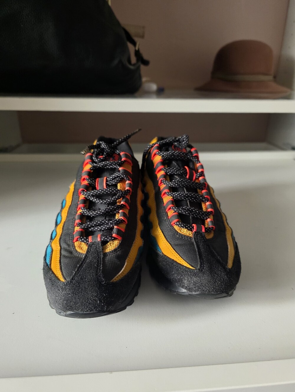 Kids Black, Yellow & Blue Athletic Sneakers with Colorful Laces
